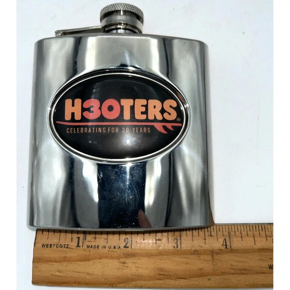 Hooters Celebrating For 30 Years Flasks Stainless Steel 6 Oz 4.5